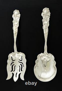 Art Nouveau Alvin Manufacturing Co Raphael Sterling Silver Salad Serving Set 9