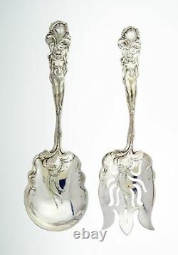 Art Nouveau Alvin Manufacturing Co Raphael Sterling Silver Salad Serving Set 9