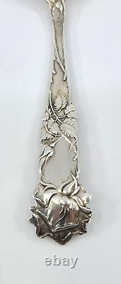 Art Nouveau Alvin Sterling Silver Bridal Rose 7 7/8 Cold Meat Fork Mono