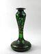 Art Nouveau Alvin Sterling Silver Overlay Green Glass Vase Ca 1900s
