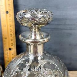 Art Nouveau Alvin sterling overlay decanters a pair c1900