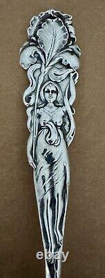 Art Nouveau Sterling Figural Alvin Raphael 9 1/2 Asparagus Serving Fork Old