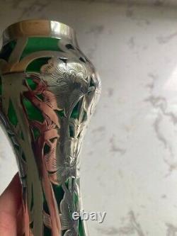 Art Nouveau Vase by Alvin Company Turn-of-the-century Sterling silver overlay