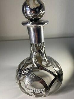 Art Noveau Sterling Silver Overlay Perfume Bottle Alvin MFG Fine 999/1000 Silver