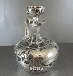 Awesome American Alvin Sterling Overlay Decanter! Grapes & Vines, 1900. Perfect
