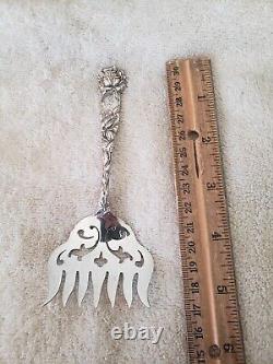 BRIDAL ROSE by ALVIN Sterling Silver SARDINE FORK Gothic S Monogram with Piercing