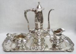 Beautiful Art Nouveau Era Alvin Sterling Silver Demitasse Coffee Set On Tray