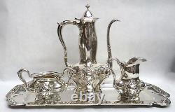 Beautiful Art Nouveau Era Alvin Sterling Silver Demitasse Coffee Set On Tray