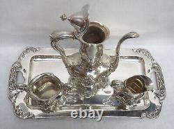 Beautiful Art Nouveau Era Alvin Sterling Silver Demitasse Coffee Set On Tray