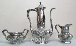 Beautiful Art Nouveau Era Alvin Sterling Silver Demitasse Coffee Set On Tray