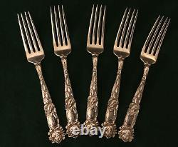 Beautiful Lot (5) Alvin Bridal Rose Forks Sterling Silver 6 3/4 Pat 1903 Mono H