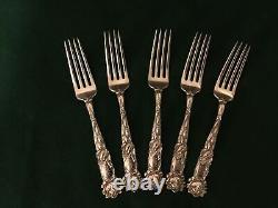 Beautiful Lot (5) Alvin Bridal Rose Forks Sterling Silver 6 3/4 Pat 1903 Mono H