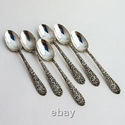 Bridal Bouquet 6 Demitasse Spoons Set Alvin Sterling Silver 1932