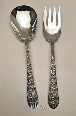 Bridal Bouquet by Alvin Sterling Silver 2 piece Salad Serving Set 8 7/8