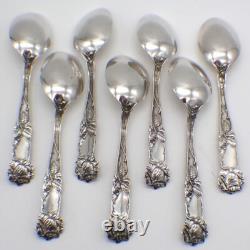 Bridal Rose 7 Teaspoons Set Alvin Sterling Silver Mono V