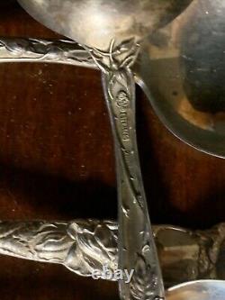 Bridal Rose By Alvin Sterling Flatware Set Of 7 Boullion Soup Spoons