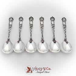 Bridal Rose Gumbo Chowder Soup Spoons Set Alvin Sterling Silver Pat 1903