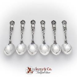 Bridal Rose Oval Soup Dessert Spoons Set Alvin Sterling Silver Pat 1903
