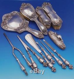 Bridal Rose by Alvin Simons Sterling Silver Dresser Set 11pc with Mono K #3126