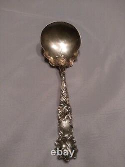 Bridal Rose by Alvin Sterling Silver Berry Spoon Large withFlower in Bowl 9 1/8