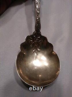 Bridal Rose by Alvin Sterling Silver Berry Spoon Large withFlower in Bowl 9 1/8