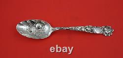 Bridal Rose by Alvin Sterling Silver Berry Spoon withembossed Roses in Bowl 8 3/8
