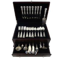 Bridal Rose by Alvin Sterling Silver Flatware Set For 8 Service 57 Pieces