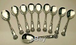Bridal Rose by Alvin Sterling Silver group of 10 Ice Cream Spoons, original