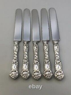 Bridal Rose by Alvin Sterling Silver group of 5 Luncheon Knives 8 5/8, mono H