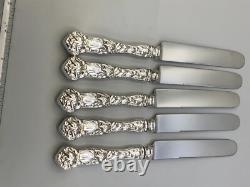 Bridal Rose by Alvin Sterling Silver group of 5 Luncheon Knives 8 5/8, mono H