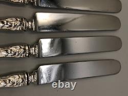 Bridal Rose by Alvin Sterling Silver group of 5 Luncheon Knives 8 5/8, mono H