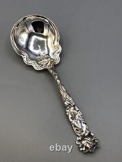 Bridal Rose by Alvin Sterling Silver large Casserole/ Berry Serving Spoon 9 1/8