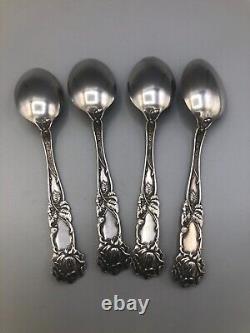 Bridal Rose by Alvin Sterling Silver set of 4 Teaspoons 5 7/8