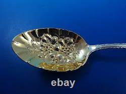 Chased Romantique Sterling Berry Spoon with Gold Embossed Fruit in Bowl #8373