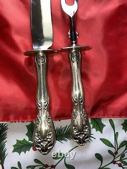 Chateau Rose by Alvin Sterling Silver Large Roast Carving Set with Fork Stand