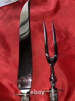 Chateau Rose by Alvin Sterling Silver Large Roast Carving Set with Fork Stand