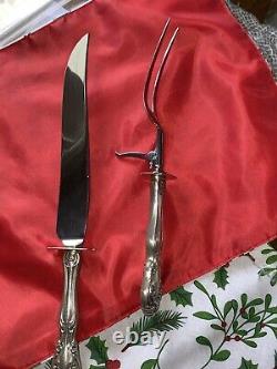 Chateau Rose by Alvin Sterling Silver Large Roast Carving Set with Fork Stand