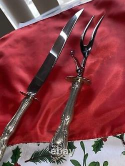 Chateau Rose by Alvin Sterling Silver Large Roast Carving Set with Fork Stand