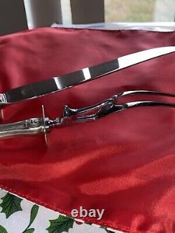 Chateau Rose by Alvin Sterling Silver Large Roast Carving Set with Fork Stand