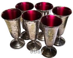 ESTATE ALVIN STERLING S247 CORDIAL CUP / SHOT GLASS SET of 6-NO MONOS-FREE SHIP