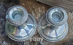 ESTATE STERLING SILVER ALVIN S160-CANDLE HOLDER PAIR with GLASS INSERTS-NO MONOS