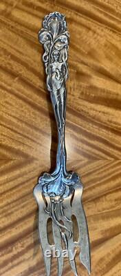 Early Sterling Silver Alvin 9 1/8 In. Art Nouveau Raphael Cold Meat Fork C. 1902