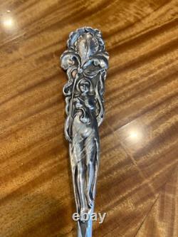 Early Sterling Silver Alvin 9 1/8 In. Art Nouveau Raphael Cold Meat Fork C. 1902