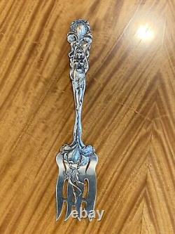 Early Sterling Silver Alvin 9 1/8 In. Art Nouveau Raphael Cold Meat Fork C. 1902
