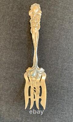 Early Sterling Silver Alvin 9 1/8 In. Art Nouveau Raphael Cold Meat Fork C. 1902