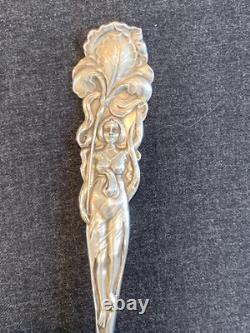 Early Sterling Silver Alvin 9 1/8 In. Art Nouveau Raphael Cold Meat Fork C. 1902