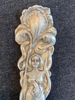 Early Sterling Silver Alvin 9 1/8 In. Art Nouveau Raphael Cold Meat Fork C. 1902