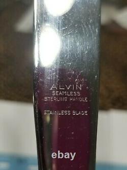 Estate 8 pc Alvin FRENCH SCROLL STERLING SILVER Stainless knife 688g scrap