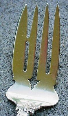 Fine Alvin Sterling Silver Meat Serving Fork Majestic Pattern 8 1/2 Gold Washed