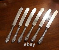 Fleur De Lis Alvin Sterling Handles Old French Knives 1907 Set 12 Slvplt Blds